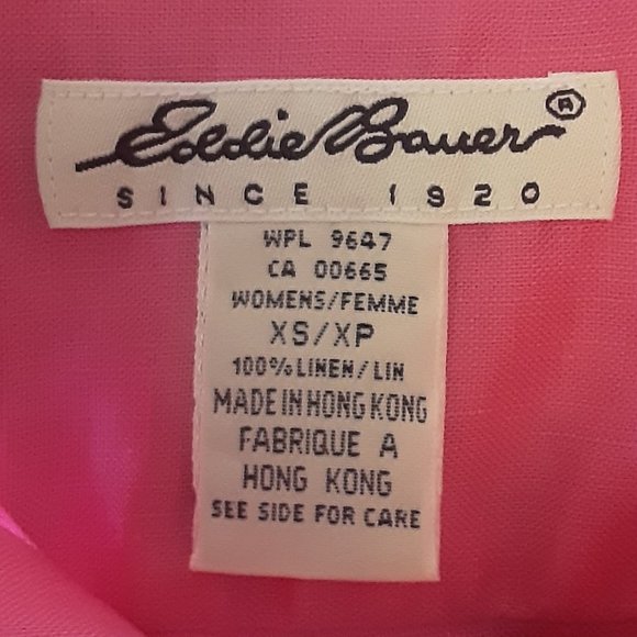 Eddie Bauer 100% Linen Pink Sleeveless Collared Button Up Shirt Size XS - Picture 8 of 11
